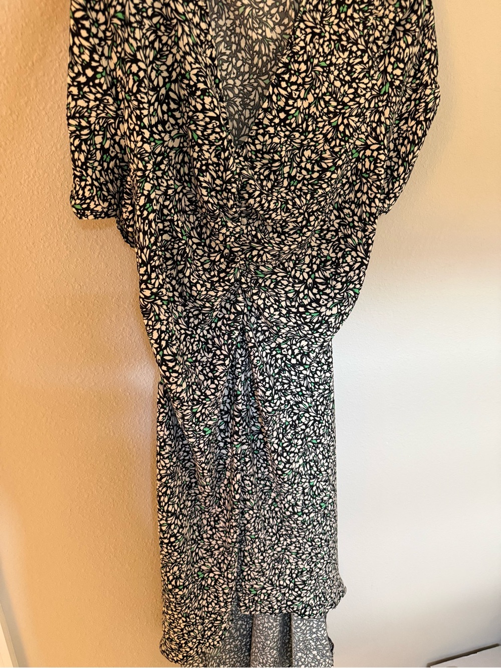 a new day Black, White and Green Leaf-Print Maxi Dress